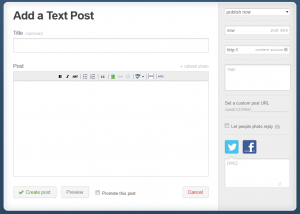 The interface for adding a post gives you options for tagging, scheduling and posting to social media.