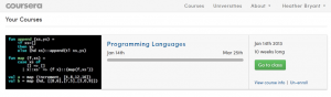 The Coursera dashboard